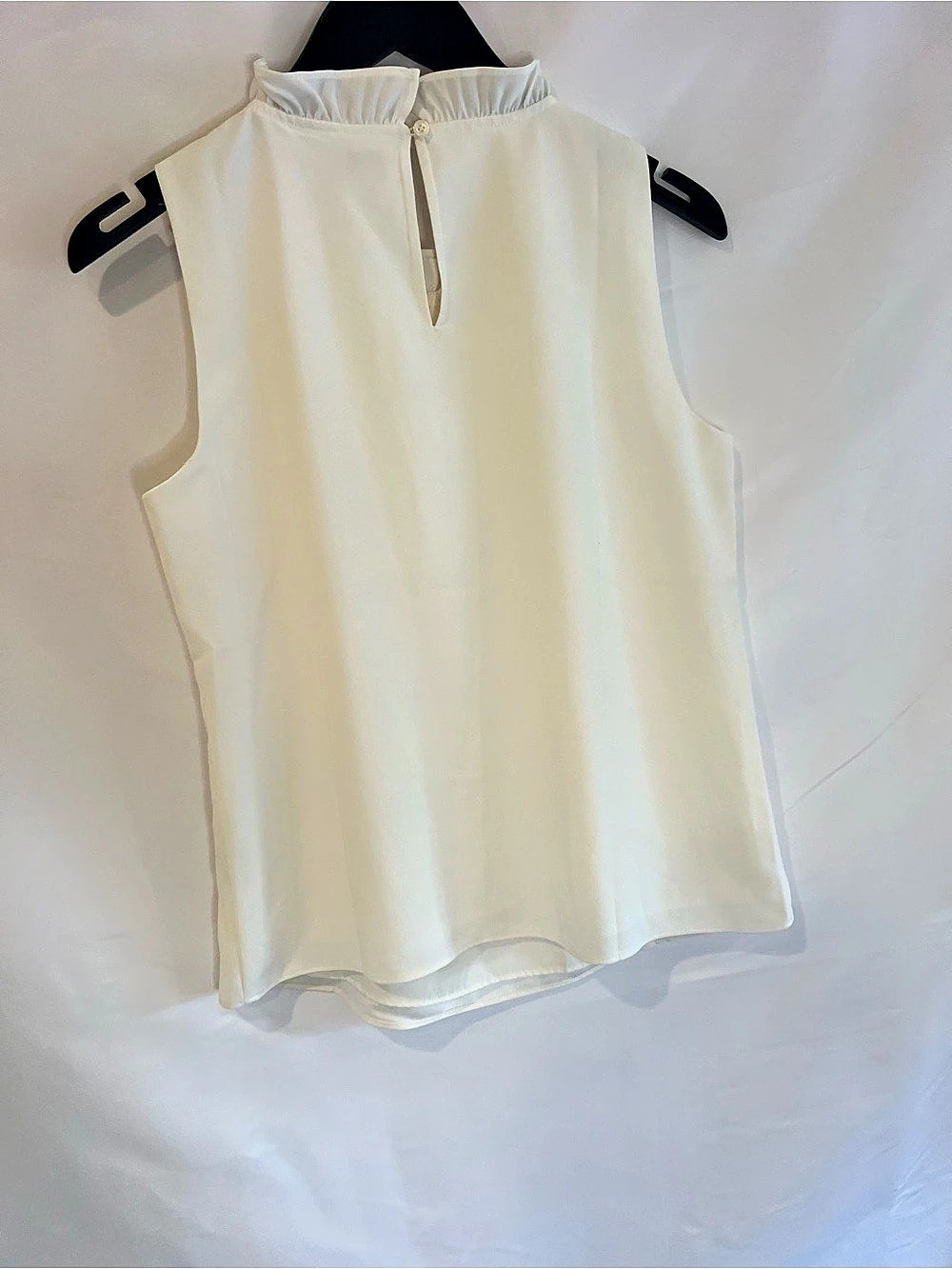 J.Crew Ruffle-neck shell in satin-crepe Shell Blouse Cream XS - Picture 2 of 3